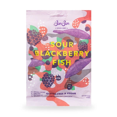 BonBon's Sour Blackberry Fish - Swedish Candy 5.2oz (150g)