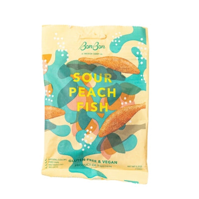 BonBon's Sour Peach Fish- Swedish Candy 5.2oz (150g)