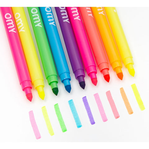 9 Neon Felt Pens Double Tipped