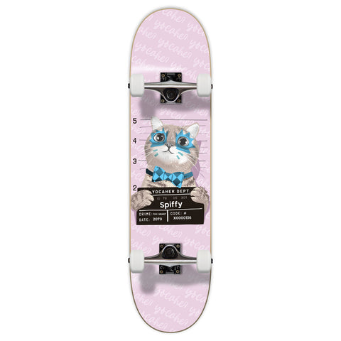 Yocaher Complete Skateboard 7.75"- Rockstar Cat- Pink Spiffy