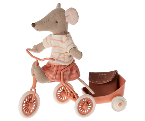 Tricycle Mouse, Big Sister with bag - Coral