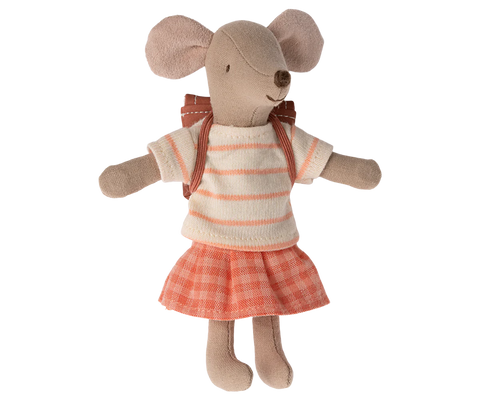 Tricycle Mouse, Big Sister with bag - Coral