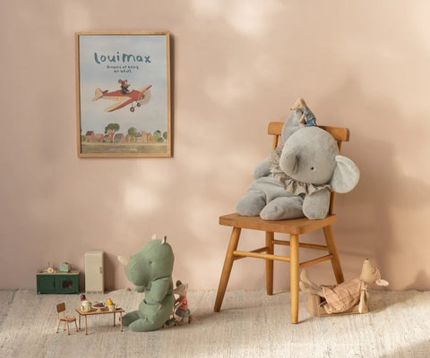 Elephant plush, Big - Blue/grey