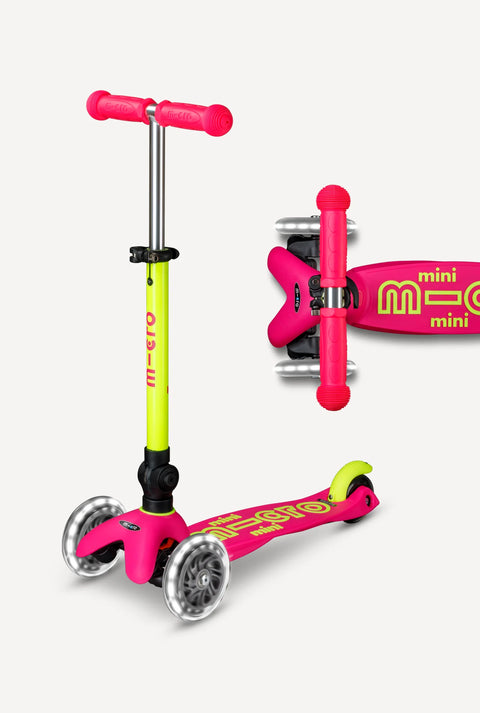 Mini Foldable LED Scooter - Neon Flamingo/Yellow