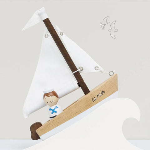 Wooden Sailing Boat & Captain