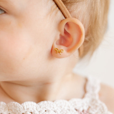 Bow Earrings - 18K Gold Plated, Hypoallergenic