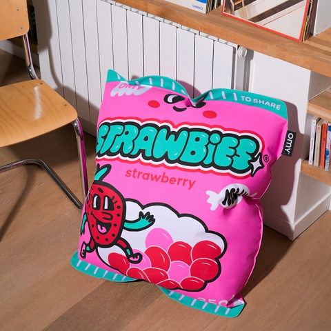 Giant Strawberry Candies (in Fabric) Decorative Air Pillow