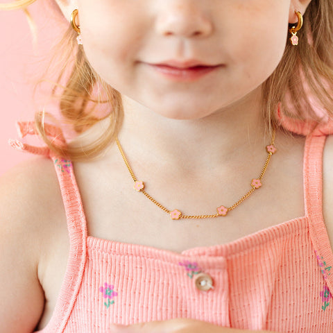 Petite Flower Necklace, 18k gold-plated stainless steel