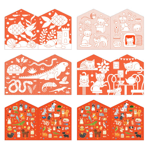 Coloring Book + Stickers Pets