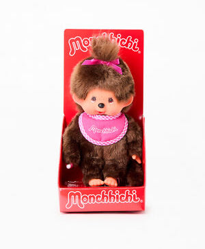 Classic Monchhichi Girl with Pink Bib