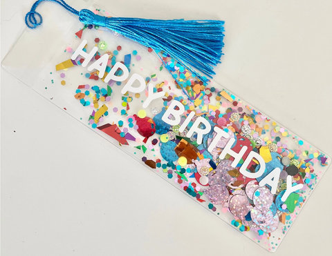Happy Birthday Glitter Shaker Bookmark