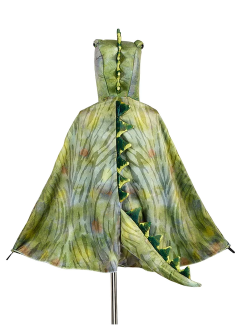 Green hooded dragon costume cape with spikes along the front edge