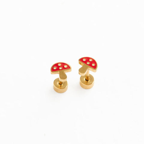 Mushroom -18K Gold Plated, Hypoallergenic