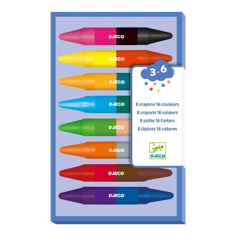 8 Twin Double-Ended Crayons for Little Hands