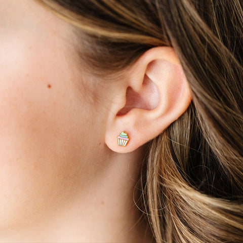 Rainbow Cupcake Stud