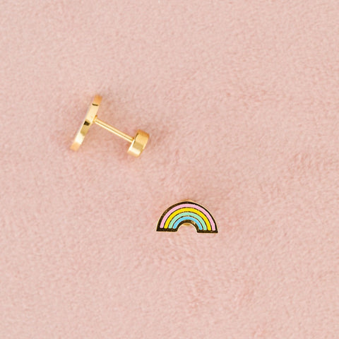 Pastel Rainbow Earrings - 18K Gold Plated, Hypoallergenic