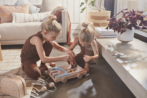 Wooden Rainbow Wagon with Blocks