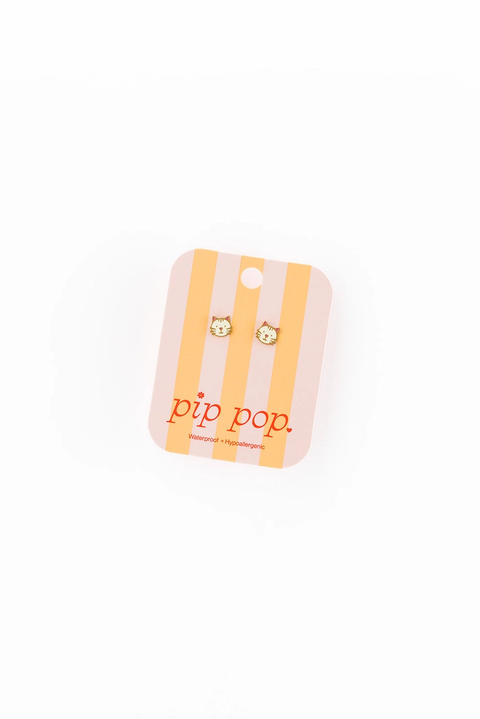Cat Earrings - 18K Gold Plated, Hypoallergenic