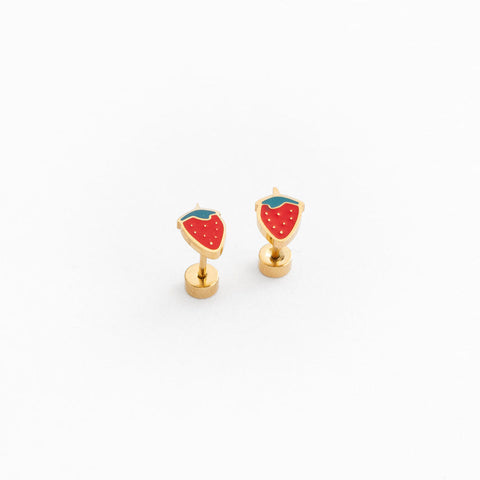 Strawberry - 18K Gold Plated, Hypoallergenic