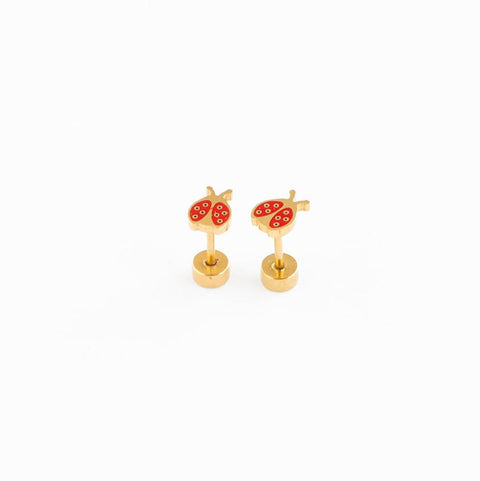 Ladybug  Earrings - 18K Gold Plated, Hypoallergenic