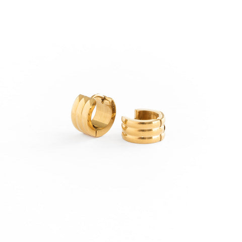 Triple Chunky Hoop Gold - 18k gold-plated