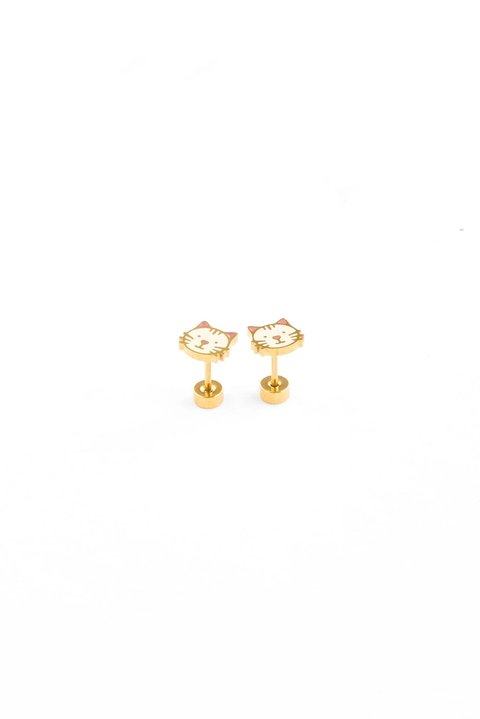 Cat Earrings - 18K Gold Plated, Hypoallergenic