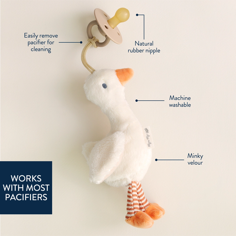 Bitzy Pal Natural Rubber Pacifier & Plush Goose