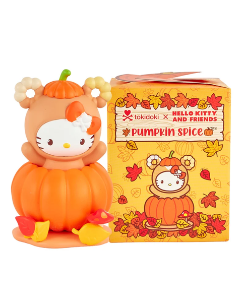 tokidoki x Hello Kitty Pumpkin Spice blind box with orange pumpkin-themed figure