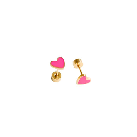 Neon Heart Earrings - 18K Gold Plated, Hypoallergenic