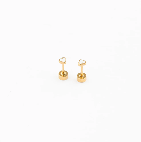 Mini Heart Stud - White