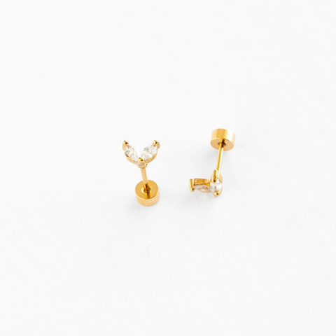 Duo Marquise Earrings - 18K Gold Plated