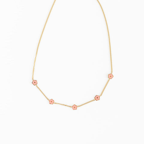 Petite Flower Necklace, 18k gold-plated stainless steel