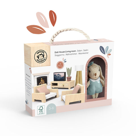 Doll House Living Room Set Incl. 1 Character