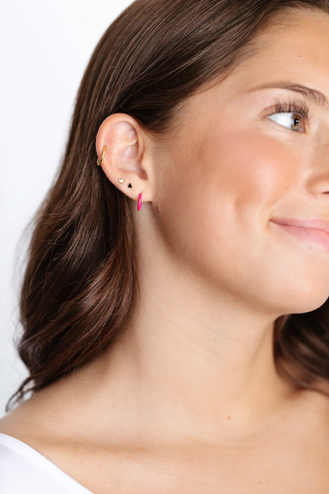 Mini Heart Stud - White