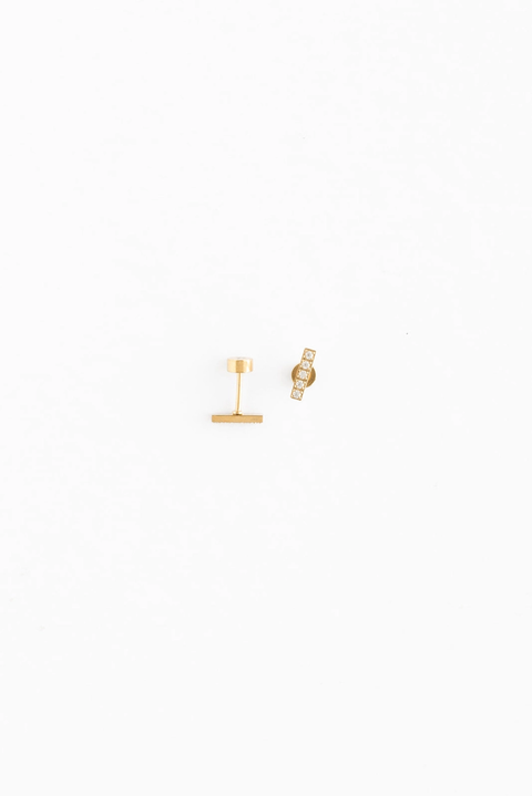 Diamond Bar Stud Earrings