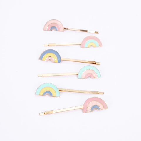 Enamel Rainbow Hair Slides- Set of 6