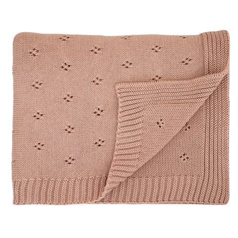 Organic Cotton Knitted Blanket, Almond