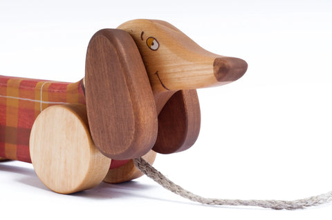 Pull Toy Red Sausage Dog
