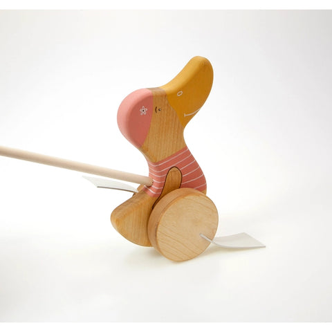Wooden Push Toy Duck Pink