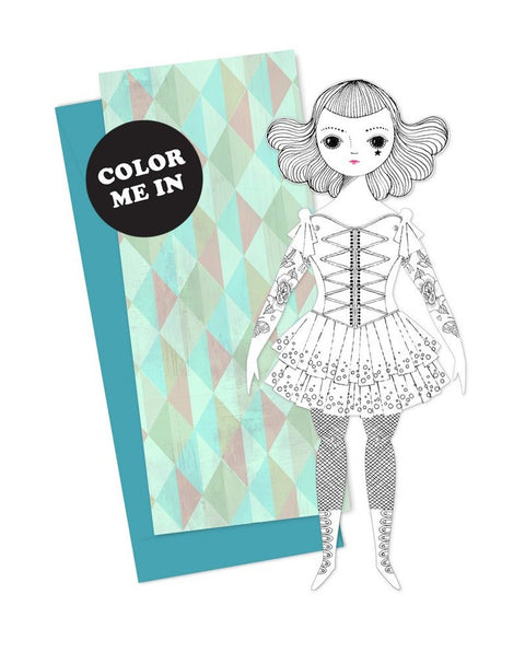 Mailable Paper Doll Card Amelia -To Color