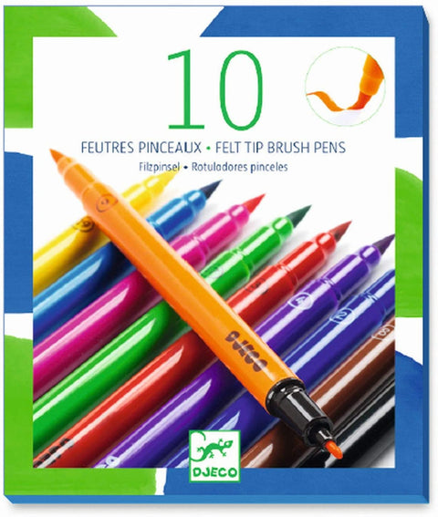 10 Felt Tip Brush Pens - Classic